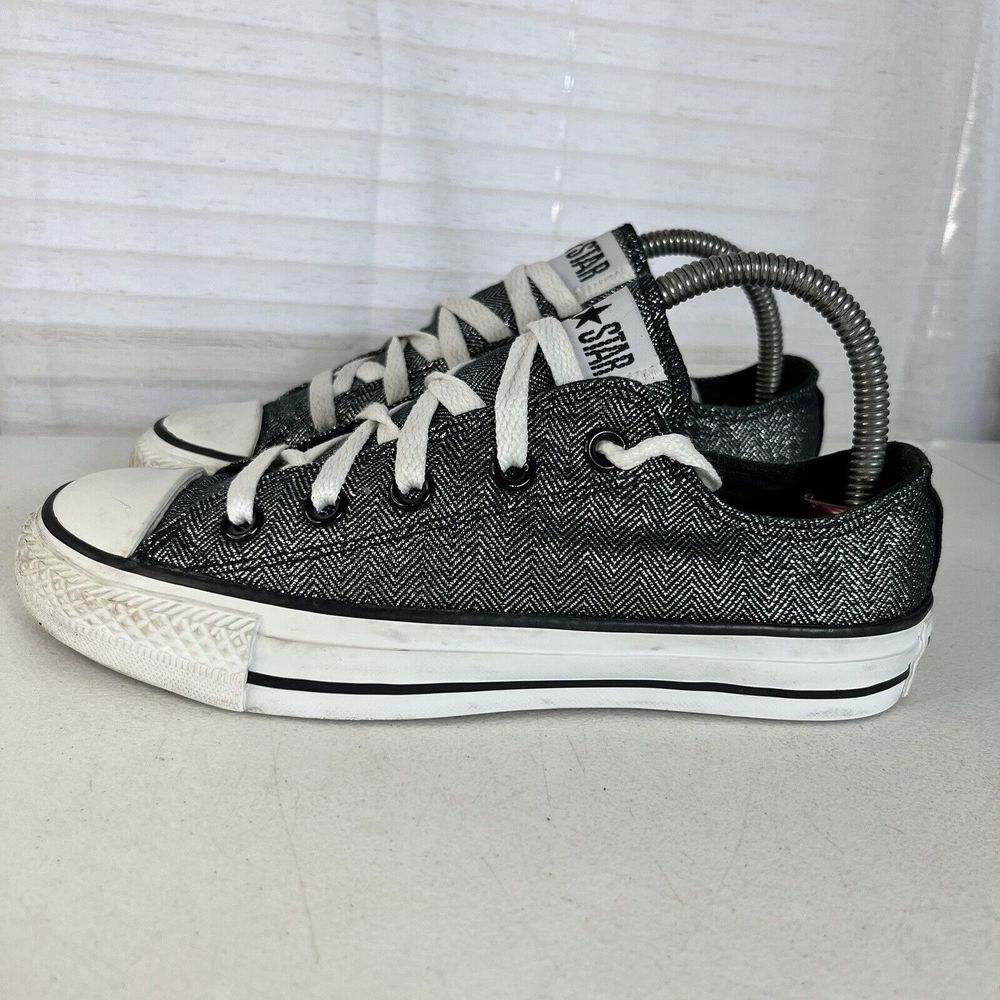 Converse Chuck Taylor All Star Low Silver‎ Black Sparkle Women Size 5.5 Sneakers